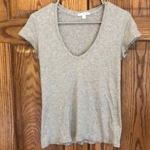 James Perse Women’s Gray Scoop-neck T-shirt
